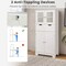 Costway Bathroom Floor Storage Cabinet Kitchen Cupboard with 2 Drawers & Glass Doors White